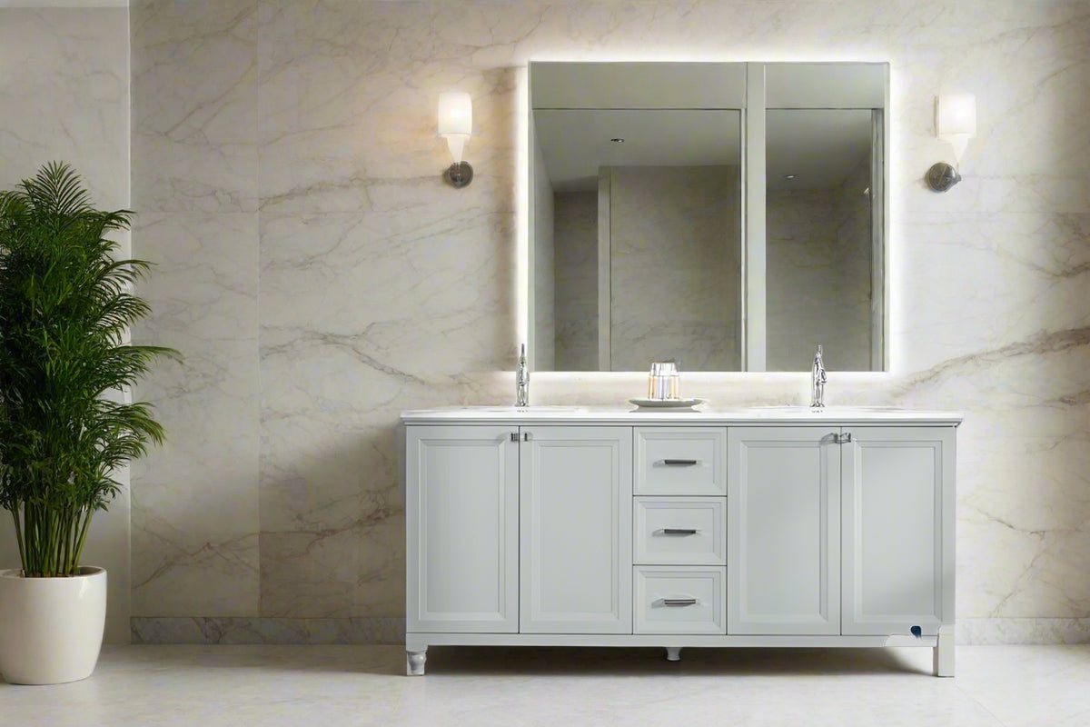 Isabel 72" Gray Double Bowls Bathroom Cabinet