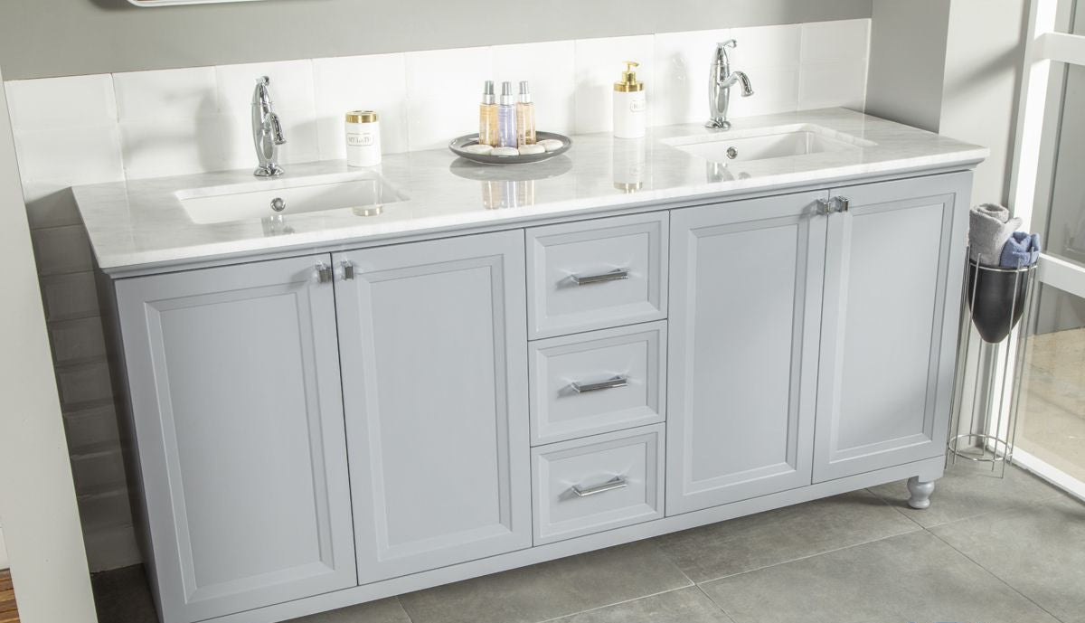 Isabel 72" Gray Double Bowls Bathroom Cabinet