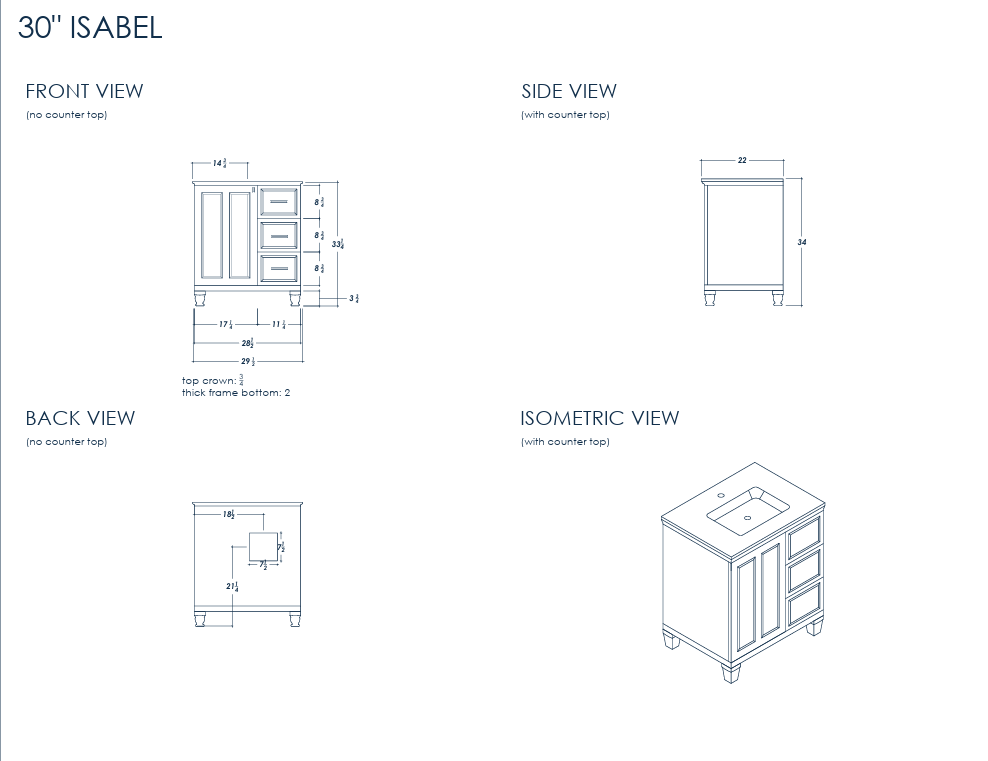Isabel 30" Gray Bathroom Cabinet