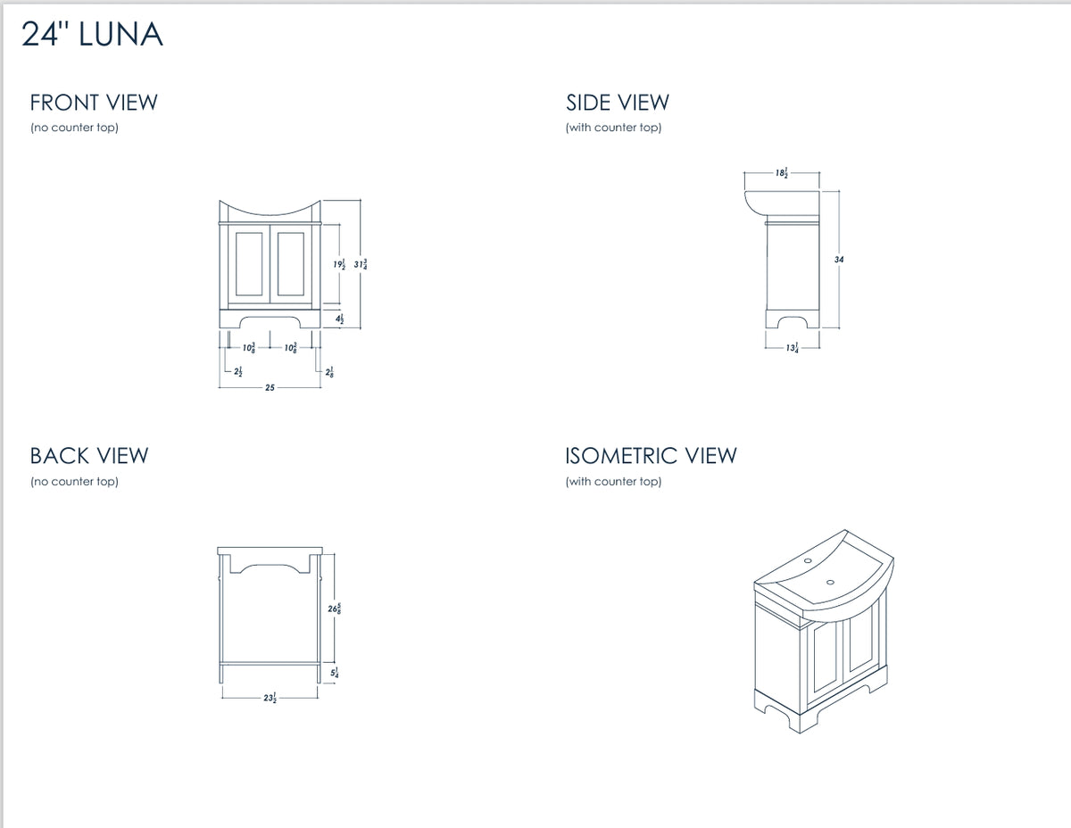 Luna 26" Pepper Bathroom Cabinet