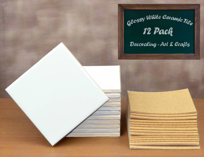 Coaster Tile 4 1/4 x 4 4/14 with Cork Backing Pads - Matte