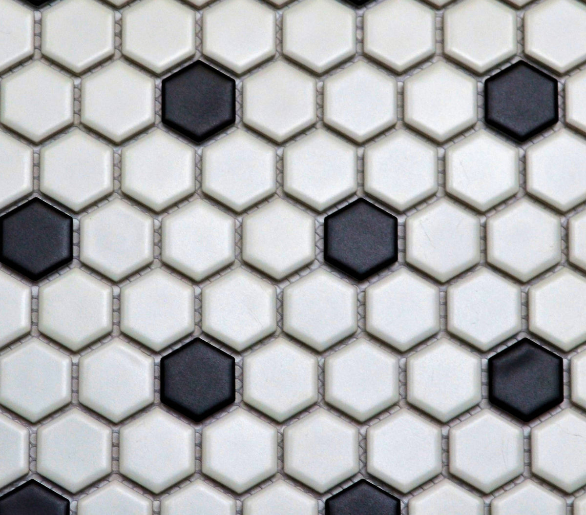 1"  Poka Dot Hex (white & black)