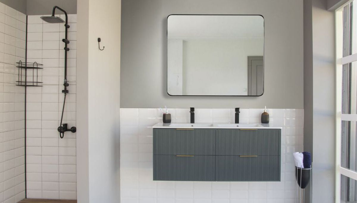 Sorrento Forest Green Double Bowls 48" Bathroom Cabinet