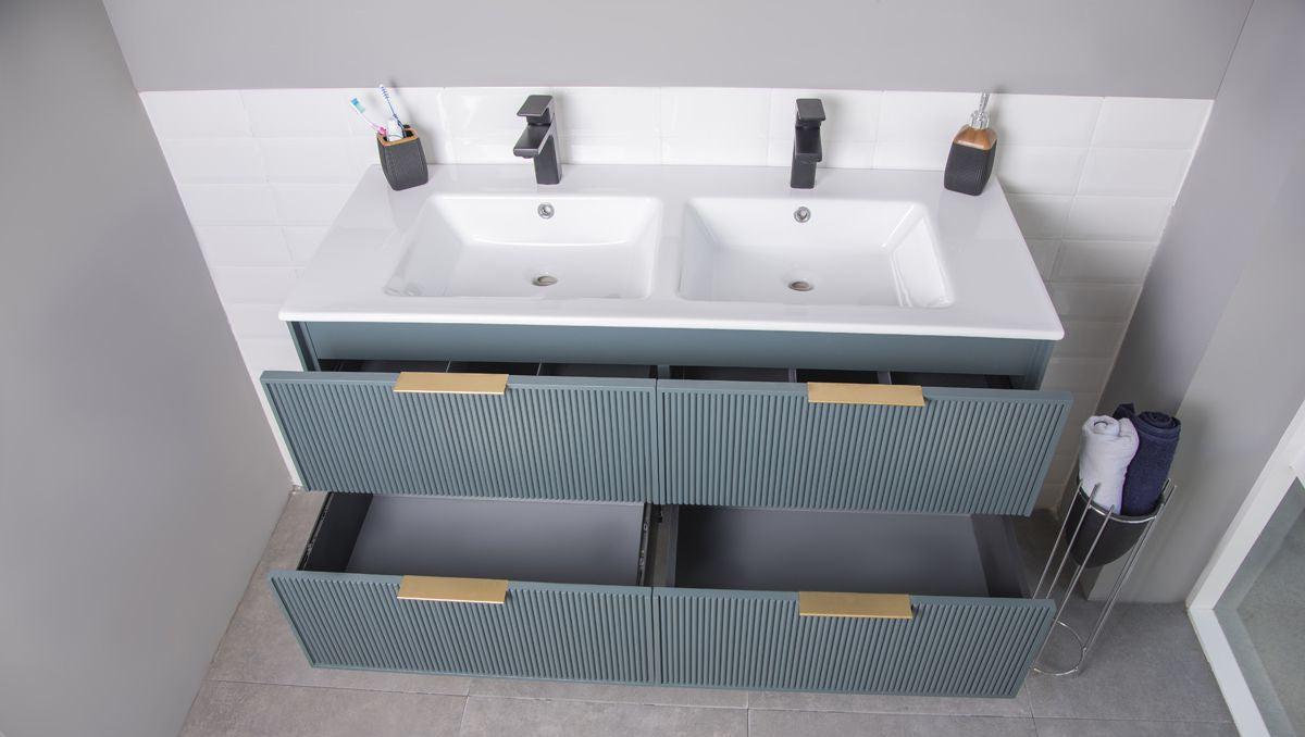 Sorrento Forest Green Double Bowls 48" Bathroom Cabinet