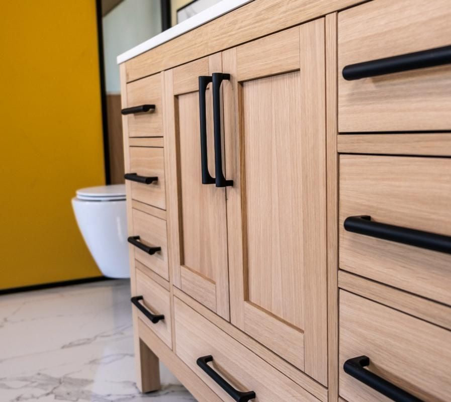 Ashley 72" Natural Oak Double Bowls Bathroom Cabinet