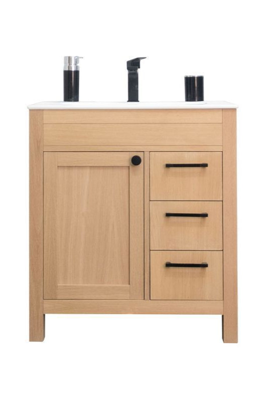 Aria 30" Natural Oak Bathroom Cabinet