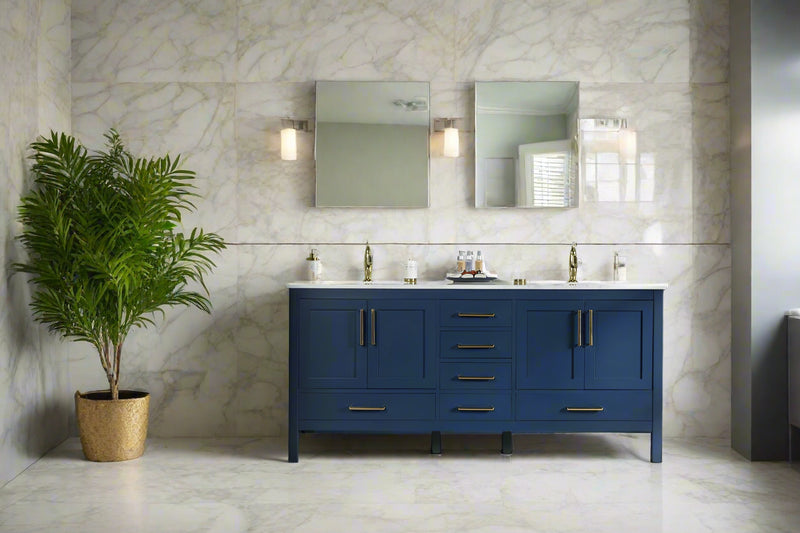 Ashley 72" Blue Double Bowls Bathroom Cabinet