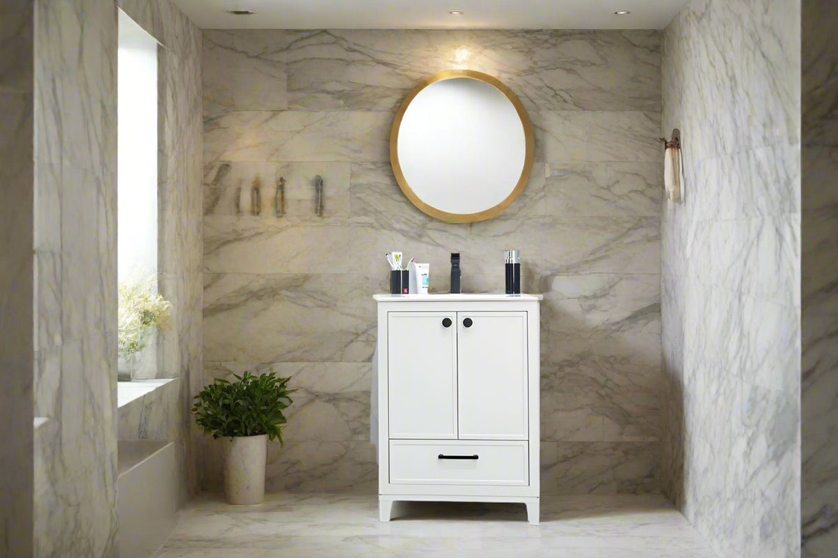 Frame 24" White Bathroom Cabinet