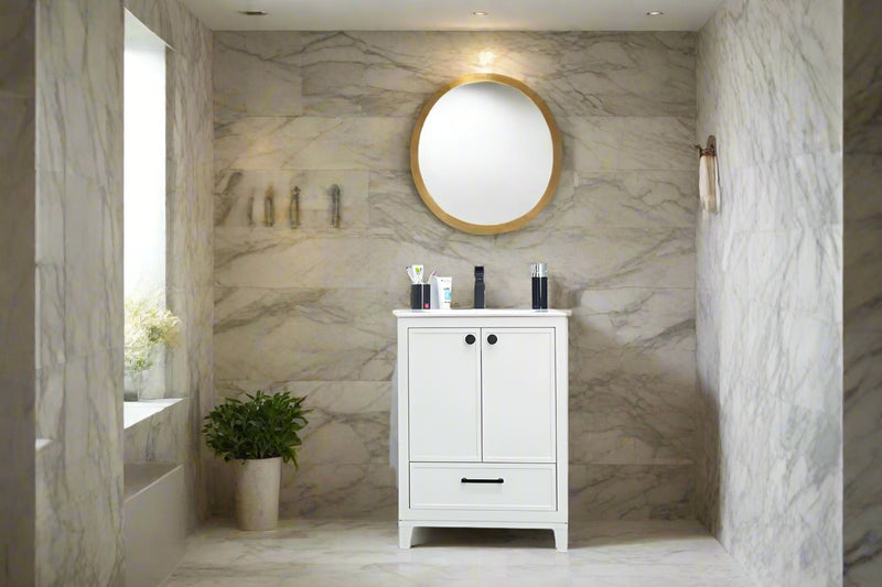 Frame 24" White Bathroom Cabinet
