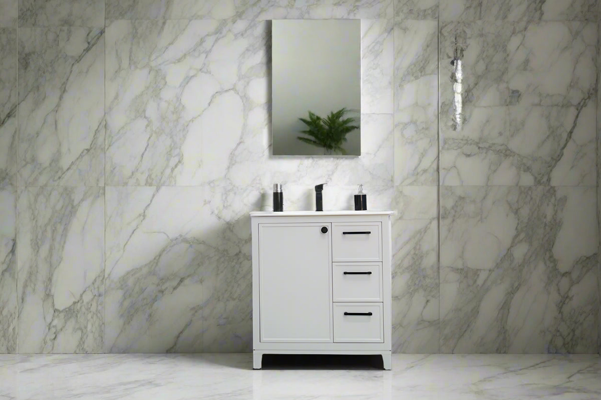 Frame 30" White Bathroom Cabinet