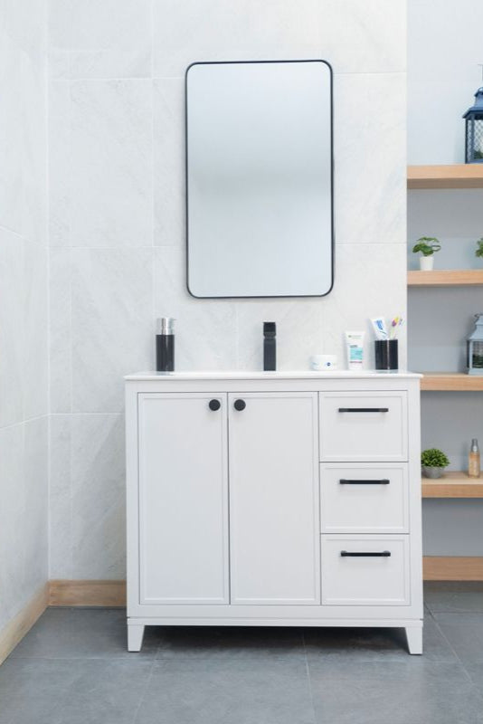 Frame 36" White Bathroom Cabinet