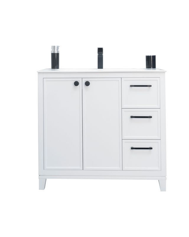 Frame 36" White Bathroom Cabinet