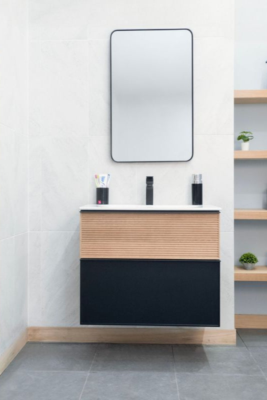 Ravello 30" Natural Black Bathroom Cabinet