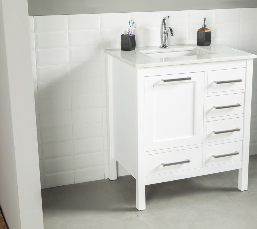Ashley 30" White Bathroom Cabinet