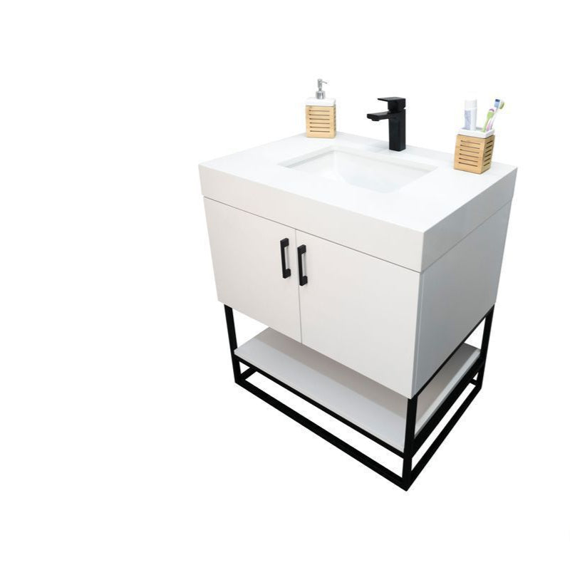 Solana White 30" Bathroom Cabinet