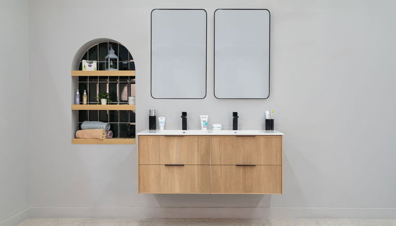 Sorrento Natural Oak Double Bowls 48" Bathroom Cabinet