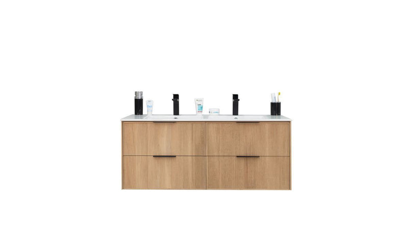 Sorrento Natural Oak Double Bowls 48" Bathroom Cabinet