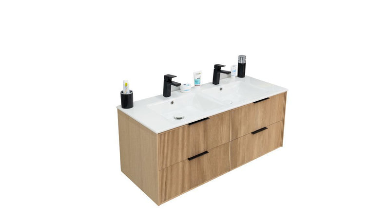 Sorrento Natural Oak Double Bowls 48" Bathroom Cabinet