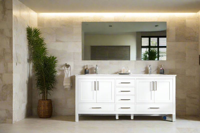 Ashley 72" White Double Bowls Bathroom Cabinet