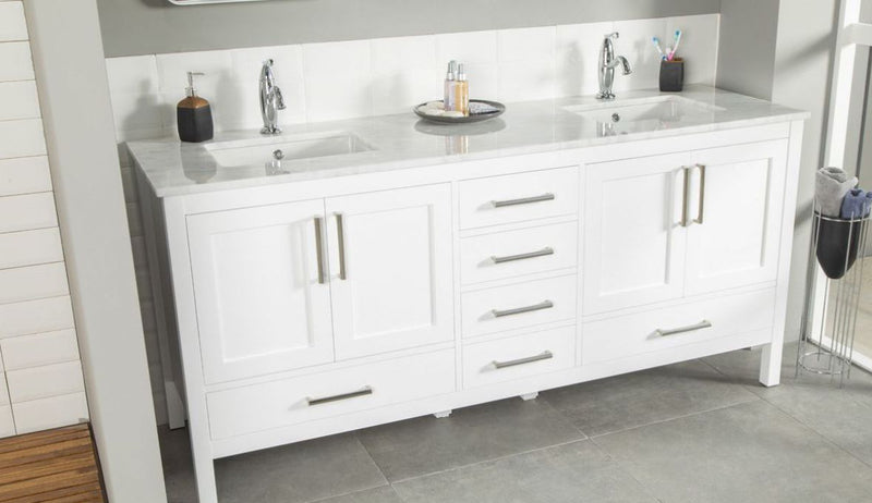 Ashley 72" White Double Bowls Bathroom Cabinet