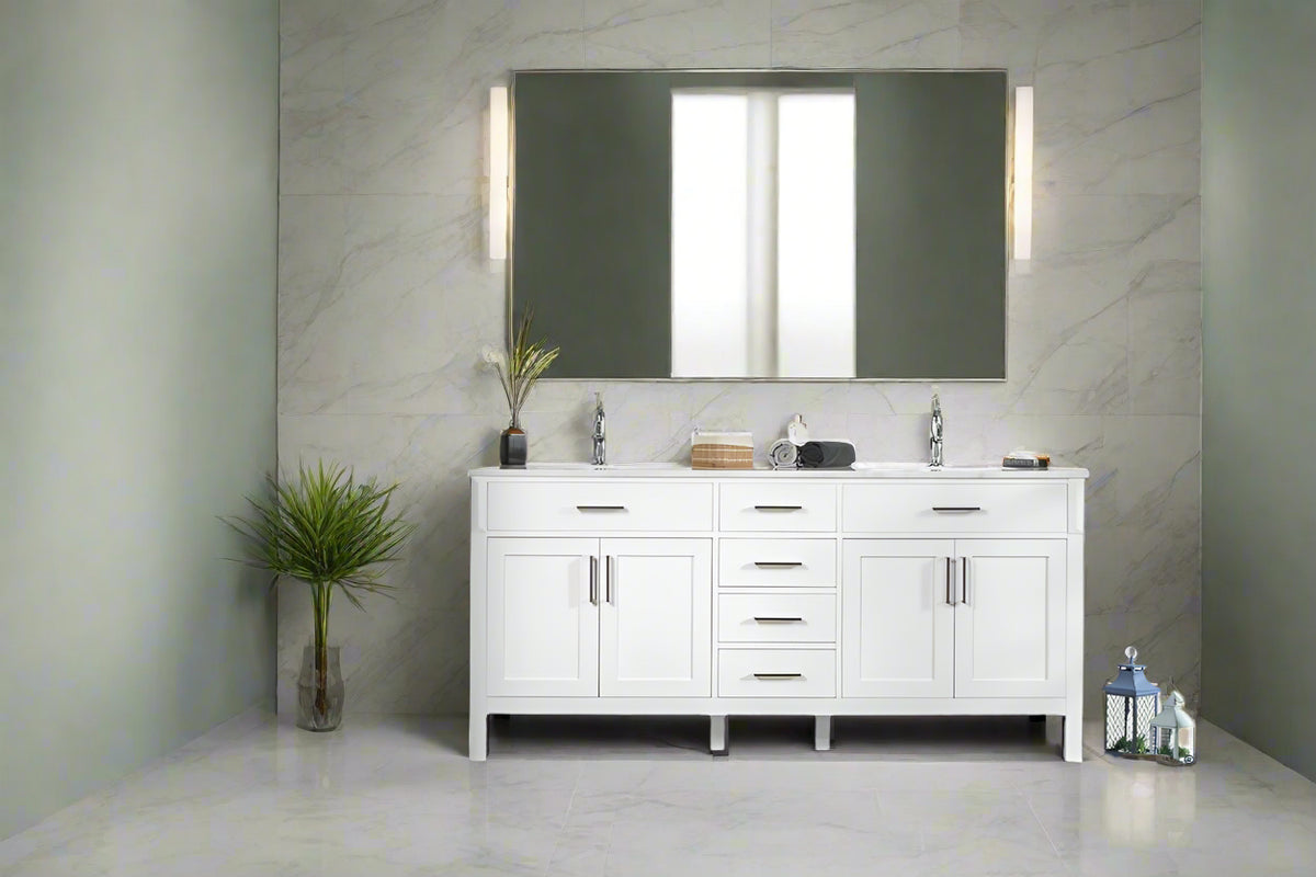 Fawna 72" White Double Bowls Bathroom Cabinet