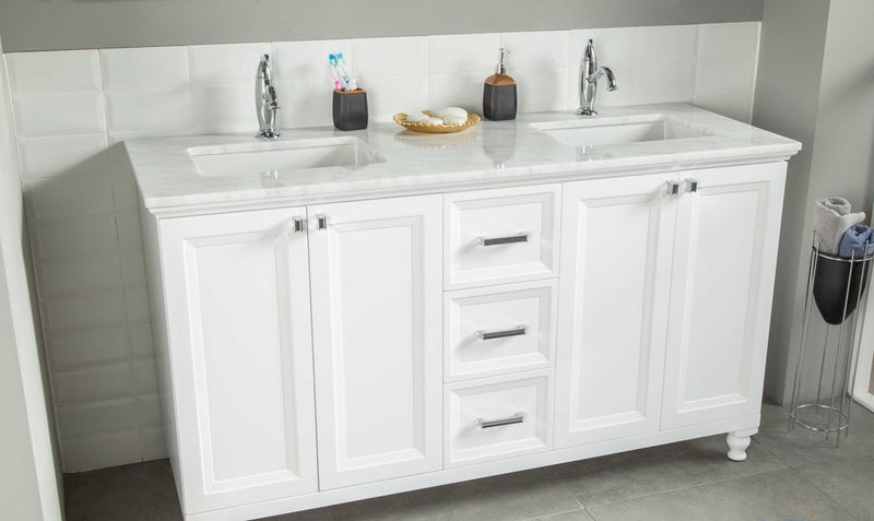 Isabel 60" White Double Bowls Bathroom Cabinet