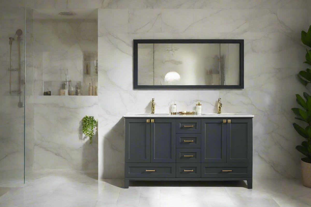 Paloma 60" Dark Gray Double Bowls Bathroom Cabinet