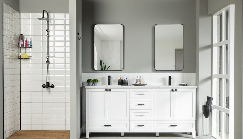 Paloma 72" White Double Bowls Bathroom Cabinet