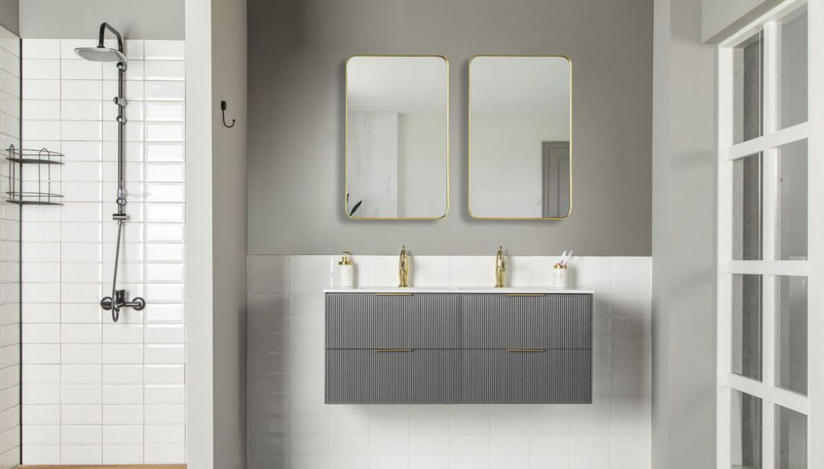 Sorrento Pepper 48" Double Bowls Bathroom Cabinet