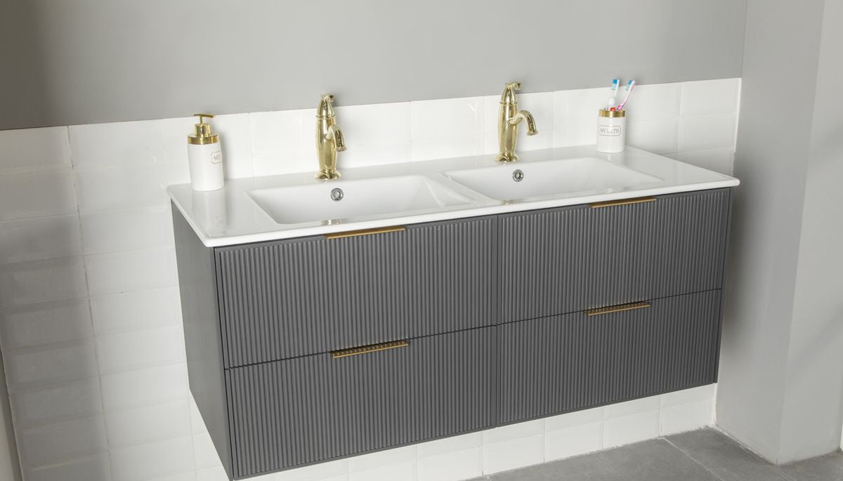 Sorrento Pepper 48" Double Bowls Bathroom Cabinet
