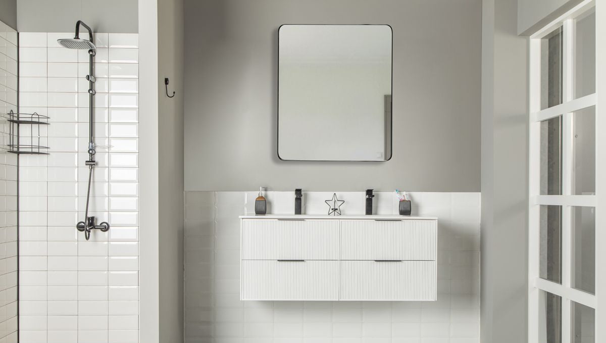 Sorrento White 48" Double Bowls Bathroom Cabinet
