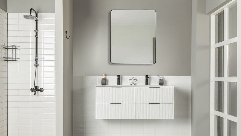 Sorrento White 48" Double Bowls Bathroom Cabinet