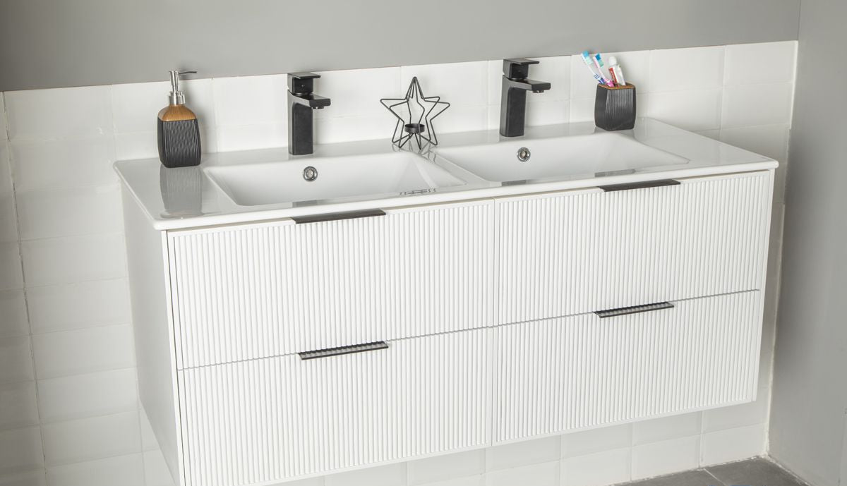 Sorrento White 48" Double Bowls Bathroom Cabinet