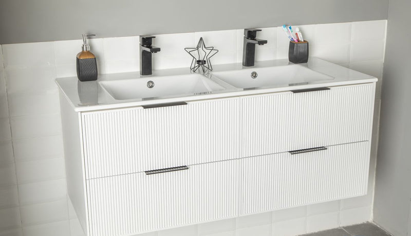 Sorrento White 48" Double Bowls Bathroom Cabinet