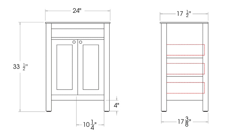 Aria 24" Black Bathroom Cabinet