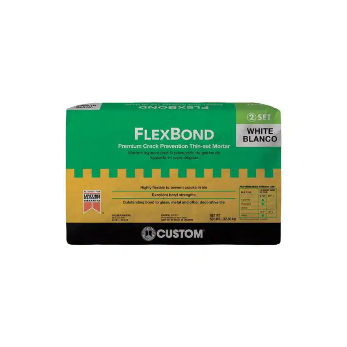 50# FlexBond® Premium Crack Prevention Thin-set Mortar White