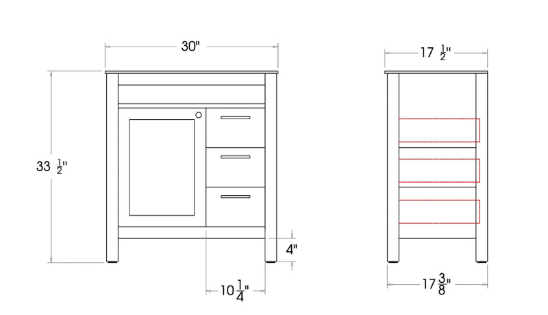 Aria 30" White Bathroom Cabinet