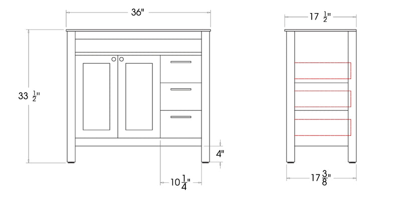 Aria 36" Black Bathroom Cabinet