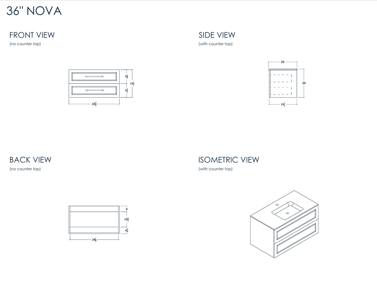 Nova 36" White Bathroom Cabinet