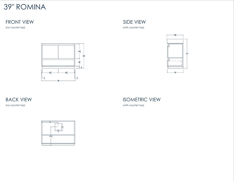 Romina 39" Messina Bathroom Cabinet