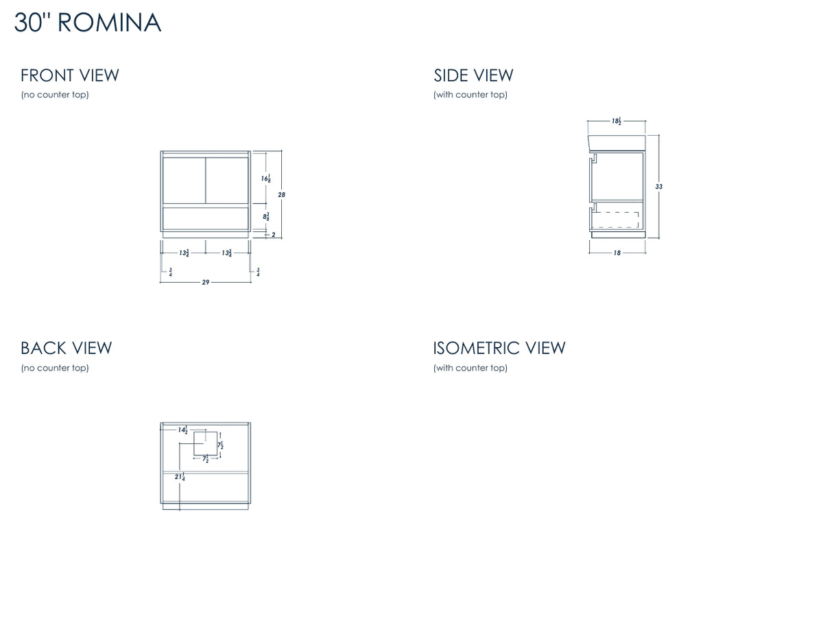 Romina 30" Messina Bathroom Cabinet