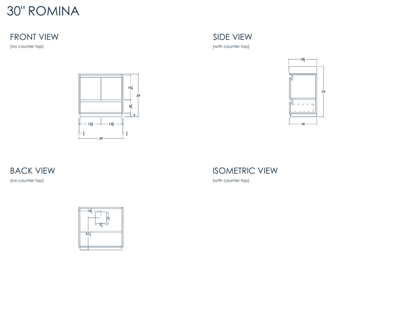 Romina 30" Messina Bathroom Cabinet