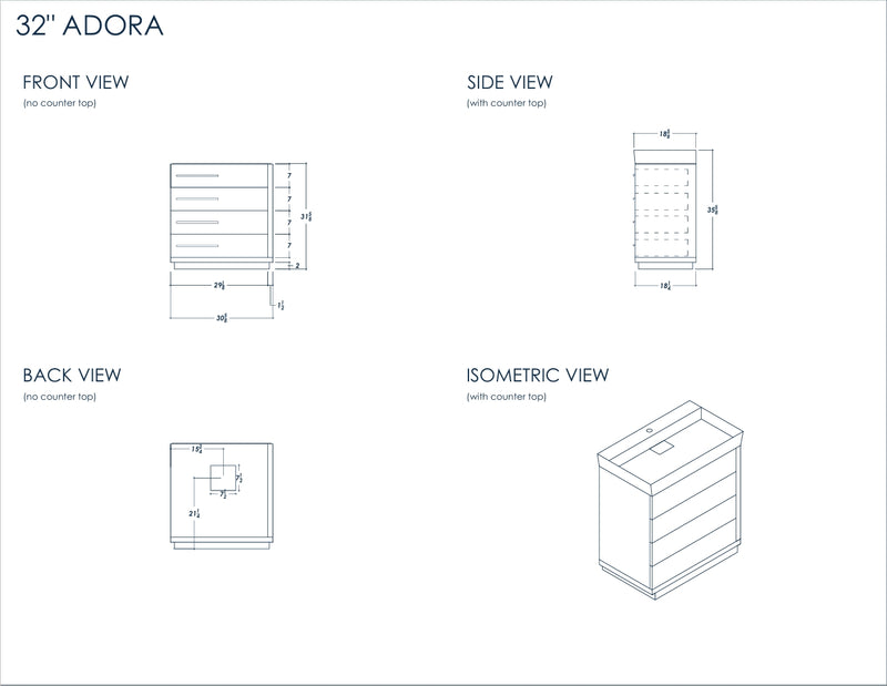 Adora 32" Bright White Bathroom Cabinet