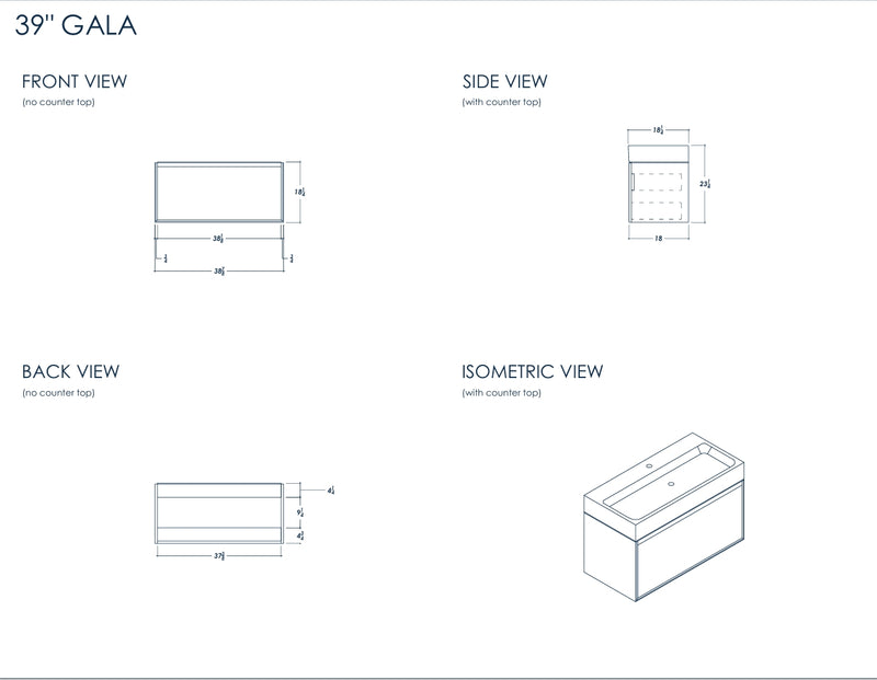 Gala 39" White Bathroom Cabinet