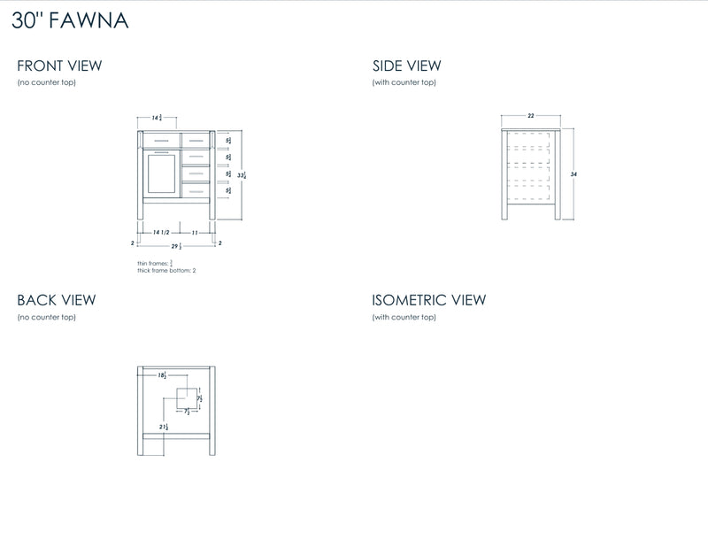 Fawna 30" White Bathroom Cabinet