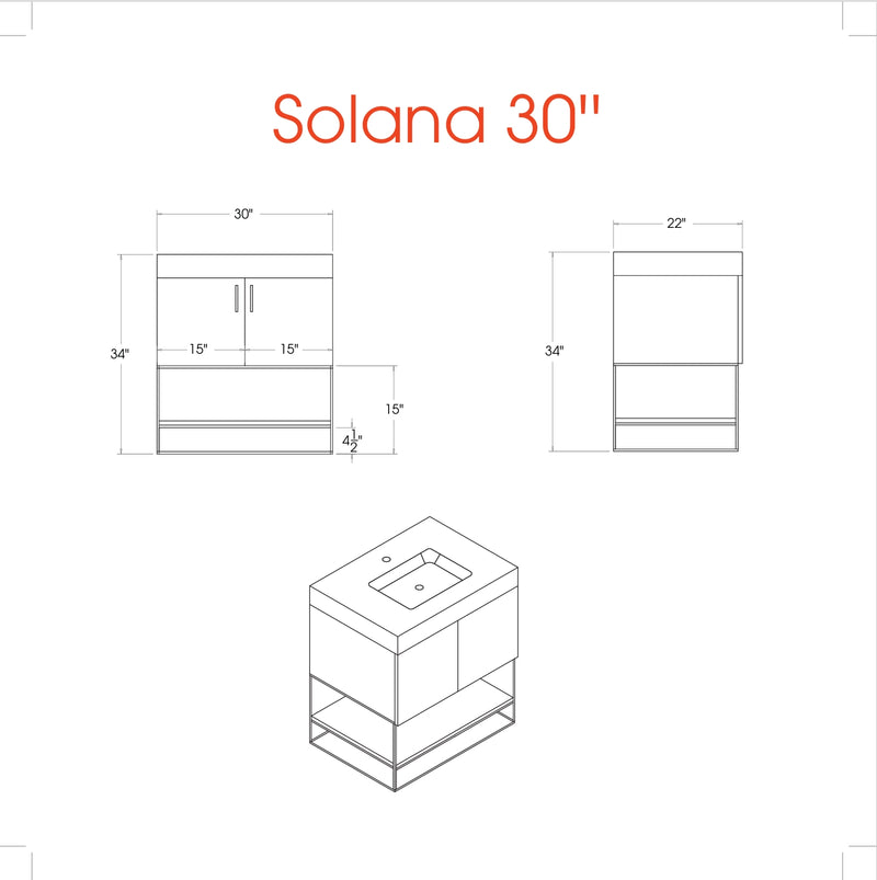 Solana Natural Oak 30" Bathroom Cabinet