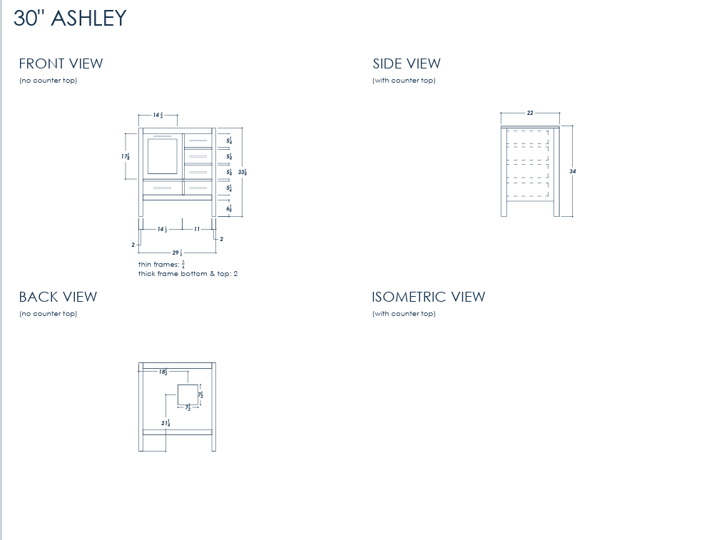 Ashley 30" White Bathroom Cabinet