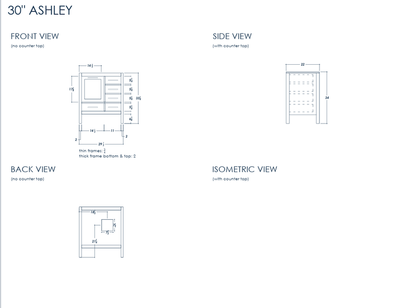 Ashley 30" White Bathroom Cabinet