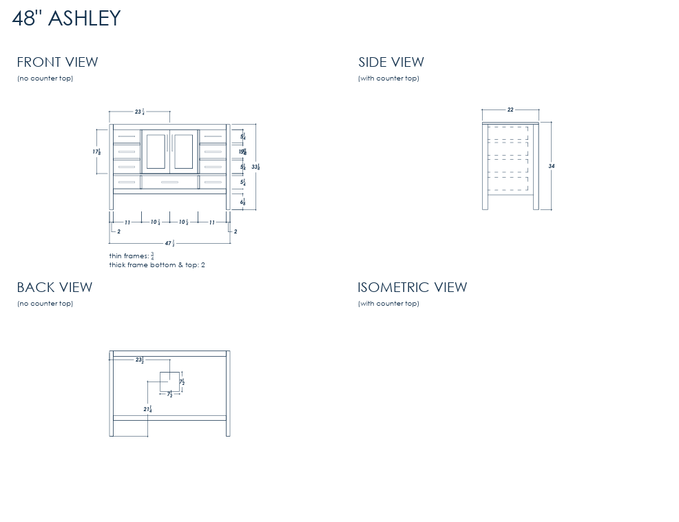 Ashley 48" White Bathroom Cabinet
