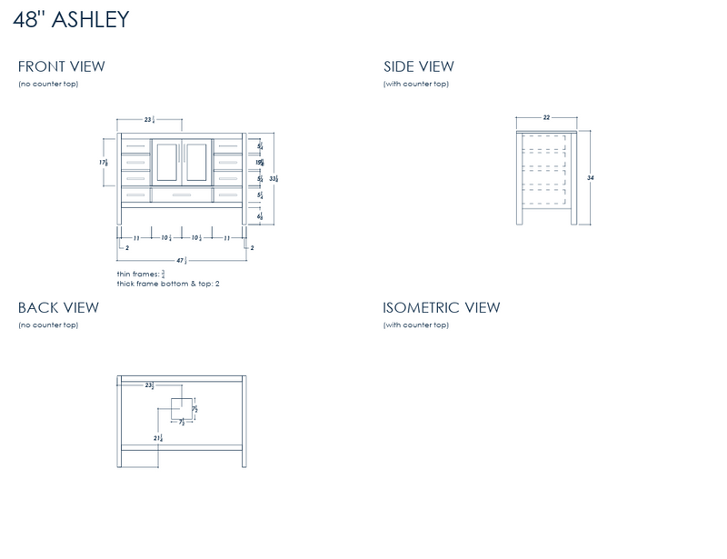 Ashley 48" White Bathroom Cabinet